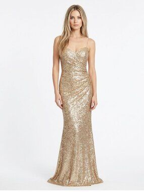 Sorella Vita Rose Gold Sequin Maxi Dress 10 Staps Bridesmaid Prom 8884